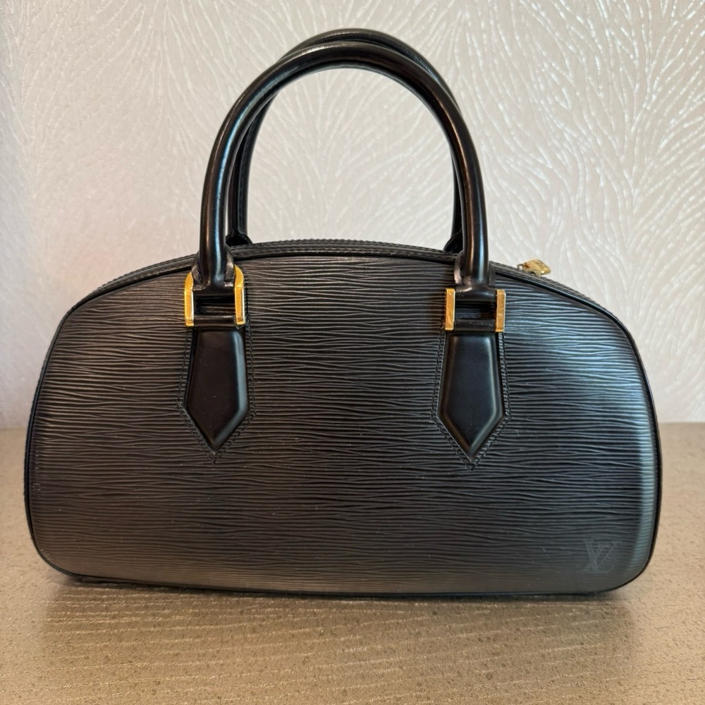 Louis Vuitton Black Satchel with Gold Accents